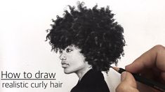 How to draw realistic curly Hair / Afro Hair Afro Hair Drawing, Eye Practice, Curly Hair Afro, Afro Hair Art, Curly Afro Hair, Curly Bun Hairstyles, Art Learning