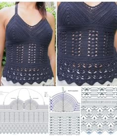 the crocheted top is shown with instructions to make it look like an openwork tank