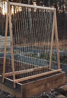 an outdoor garden with raised planters in the ground