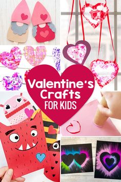 valentine's crafts for kids that include paper hearts, cards and other things to make