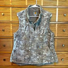 Stealth Camo Carhartt Mock Neck Vest Is Ready Any Adventure Or Casual Event! Scrumptious Sherpa Lining With Washed Duck Exterior Is A Perfect Prettyand Soft, Yet Tough And Rain Resistant! Made For Layering And Loving! Steam Sanitized For Your Peace Of Mind. Monster Mouth, Camo Vest, Carhartt Jackets, Carhartt Women, Christmas List, Mock Neck, Steam, Camo, Layering