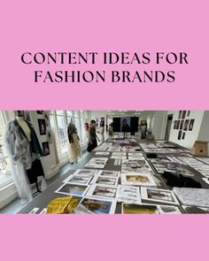 a pink poster with the words content ideas for fashion brands