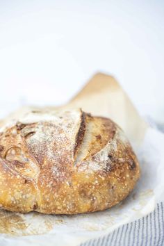 a loaf of bread sitting on top of a table