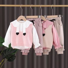 Suitable Season:Spring Thickness of clothing:Regular Package included:3 Pieces Material&Fabric:Cotton Keyword Tag:Peter Pan Onesie Pink Long Sleeve Sets For Fall, Cute Pink Long Sleeve Sets, Adorable Baby Outfits, Cool Baby Clothes, Fashion Baby Girl Outfits, Trendy Baby Clothes, Kids Clothes Boys, Winter Girls, Vest Shirt