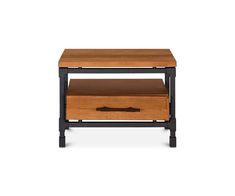 an end table with two drawers on one side and a drawer on the other hand