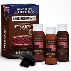 three bottles of leather and vinyl repair kit