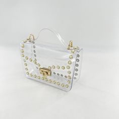 Free U.S. shipping. Style:  , color:White, suite for season：Spring, Summer, Autumn ，Beach, Date, Going out, Hanging out, Party, Material PU, Pearl Embellished Top Handle Clear Satchel Crossbody Bag with Chain Strap Autumn Beach, Beach Date, Embellished Top, Chain Strap, Hanging Out, Season Spring, Top Handle, Satchel, Crossbody Bag