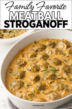 Meatball Stroganoff: A Comfort Food Classic! This easy ground beef recipe features tender meatballs in a creamy sour cream gravy made with crème fraîche. Sweet onions, savory mushrooms, and fresh herbs add depth to this dish. Serve over noodles, rice, or mashed potatoes for a cozy, family-friendly meal.