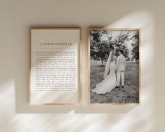 an open book with two photos on it