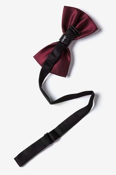 Metal-Tipped Maroon Pre-Tied Bow Tie Dapper Adjustable Bow For Black Tie Events, Adjustable Dapper Bow For Black Tie Events, Elegant Red Bow Tie Adjustable, Elegant Adjustable Red Bow Tie, Adjustable Black Tie Bow With Decorative Details, Adjustable Decorative Bow For Black-tie Events, Adjustable Decorative Bow For Black Tie Events, Formal Adjustable Bow With Bow Tie Back, Dapper Adjustable Bow For Party