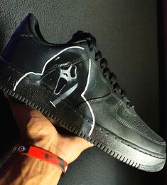 These are my custom Halloween themed ghostface black AF1's. my customs are all special in every way and no pair will be the same. All customs are made to order, and hand painted. If you want something done that you don't currently see in my shop shoot me a message and let's make it happen! custom shoe I custom Halloween sneaker | Sneakers & Athletic Shoes | ghostface custom | ghostface nike air force 1 | scream design | ghostface sneakers | Coopskicks | Halloween custom | coops kicks | ghostface Scream Design, Nike Shoes Women Fashion, Pretty Sneakers, Hello Kitty Shoes, Custom Painted Shoes, Custom Shoes Diy, Dr Shoes, Nike Fashion Shoes, Preppy Shoes