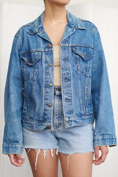 Levi's Light Wash Denim Jacket, Dark Wash Denim Jacket, Levis Denim Jacket, Levis Denim, Every Thing, Dark Wash Denim, Vintage Denim, Denim Wash, Short Pants