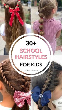 30+ Easy School Hairstyles for Kids Hair Styles For Elementary School, Simple Braid Hairstyles For Kids, Eight Year Old Hairstyles, Cute Kindergarten Hairstyles, Girls Hairdos For School, Easy Girl Hair Styles, Kid Hair Styles Easy, Fun Kids Hairstyles, 1st Grade Picture Day Hair