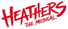 the title for heathers the musical, written in red ink on a white background