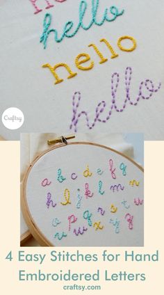 four easy stitches for hand embroidered letters