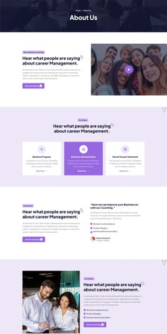 the landing page for a website with purple and white colors, it is designed to look like