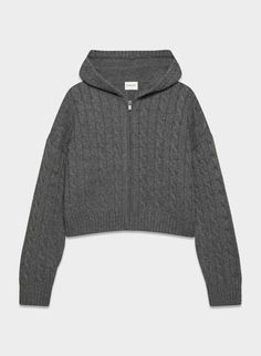 OCTAVIA ZIP HOODIE | Aritzia Sweaters Zip Up, Cropped Zip Up Hoodie, Repeated Pattern, 2024 Wishlist, Organic Cotton Yarn, Cable Stitch, Hoodie Fits, Fully Fashioned, Cable Sweater