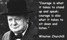 a man wearing a top hat and bow tie with a quote from winston churchill on it