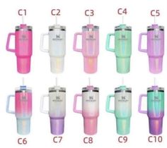 thermos travel mugs are different colors and sizes