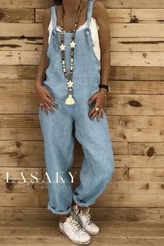 Lasaky - Stylish and Elegant Relaxed-Fit Suspender Jumpsuit with Detachable Belted Trousers Womens Jumpsuits Casual, Cowgirl Jeans, Vestidos Retro, Elegante Y Chic, Jumpsuit Casual, Overall Jumpsuit, Loose Jumpsuit, Linen Jumpsuit, Jumpsuit Online