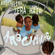 two girls are reflected in a mirror with the words archive zebra hair on it