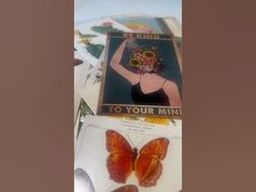 an image of a woman with butterflies on her head and in the background, there are other pictures