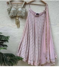 Embroidered Bustier, Desi Fits, Georgette Lehenga, Add Sleeves, Bride Outfits, Timeless Outfits, Pink Lehenga, Indian Clothes, Net Fabric