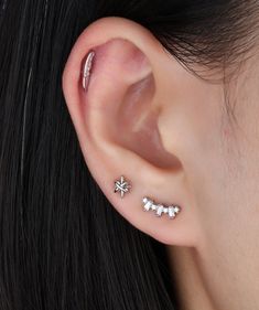 a close up of a person's ear with three small stars on the side