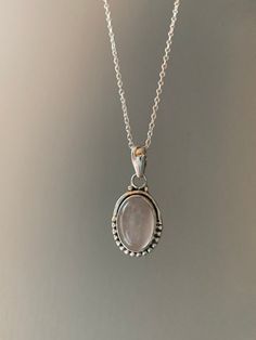 Sterling silver oval rose quartz necklace Cute Necklace Silver, Silver Oval Rose Quartz Jewelry, Oval Rose Quartz Silver Jewelry, Pink Oval Sterling Silver Necklace, Silversmith Necklace, Dainty Silver Jewelry, Pink Quartz Jewelry, Vintage Silver Necklace, Dainty Silver Necklace