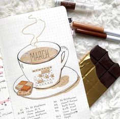 Coffee Bullet Journal, November Journal, March Bullet Journal, Journal Calendar, Bullet Journal Printables, Coffee Theme, Plan With Me, Bullet Journal Notebook, Printable Calendar Template