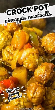 crock pot pineapple meatballs with peppers and carrots