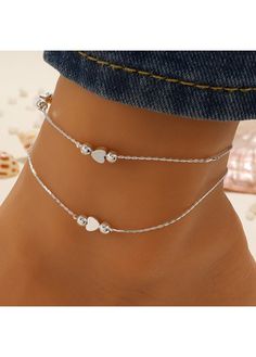 Color:Silvery White;Package Contents:1 X Anklet;Occasion:Sport; Silver Adjustable Anklets For Spring, Adjustable Silver Anklets For Spring, Silver Heart Anklets For Party, Silver Anklets For Valentine's Day Party, Casual Silver Anklets For Gifting, Trendy Anklets For Valentine's Day, Casual Silver Anklets As Gift, Casual Silver Anklets For Gifts, Adjustable Silver Heart Anklets