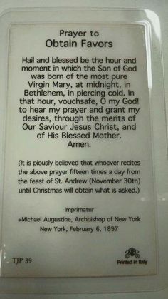 a plaque on the wall in front of a building that says, prayer to obtain favors