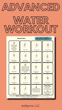 the advanced water workout poster with instructions to use it for exercise and physical purposess