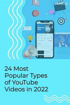 the cover of 24 most popular types of youtube videos in 2020, with an image of a