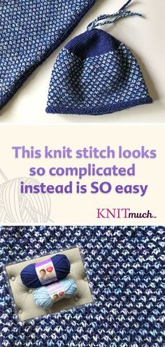 a knitted hat and scarf with text overlay that reads, this knit stitch looks so complicated instead is so easy