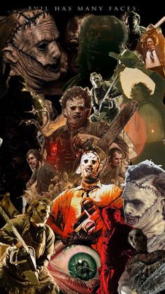 a collage of horror movies and their characters