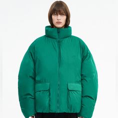 Brand New. Never Worn. No Tag. Size A1 (Or Small) Green Long Sleeve Outerwear With Padded Collar, Oversized Green Puffer Jacket With Pockets, Green Stand Collar Outerwear For Outdoor, Green Outdoor Outerwear With Stand Collar, Green Puffer Jacket, Green Puffer, Ader Error, Puffer Jacket, Mens Jackets