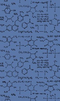 many different types of chemical structures on a blue background