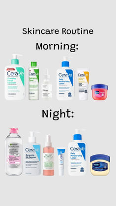 Check out this Morning and night skincare routine, with budget friendly products, mostly CeraVe! I linked these products from Amazon, so you don't have to search it. 🥰 Cerave Skincare Routine Morning And Night, List Of Skin Care Routine, Skincare Morning And Night, Skincare Turntable, Face Skin Care Routine Products, What Order To Do Skin Care, Skin Care Morning Routine Skincare, Night Skin Routine Skincare