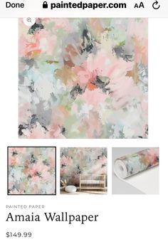 the wallpaper is being displayed in an ad for painting paper, and it has pink flowers