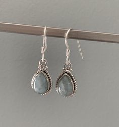 Aquamarine dangle earrings, aquamarine birthstone Silver Aquamarine Dangle Earrings, Silver Aquamarine Gemstone Earrings, Light Blue Sterling Silver Teardrop Earrings, Silver Pinky Ring, Opal Gifts, Aquamarine Birthstone, Self Expression, Aquamarine Earrings, Round Necklace