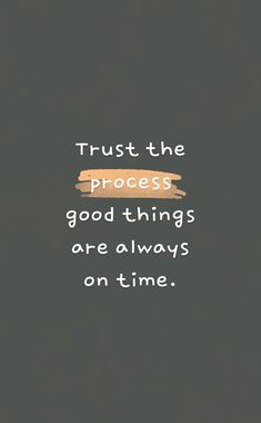 a quote that reads trust the process good things are always on time