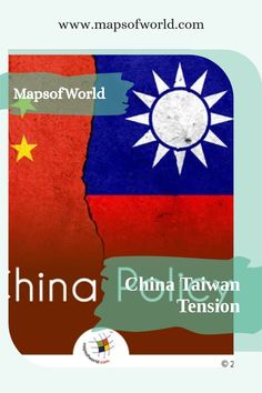 the map of china and taiwan with an image of a sun on it's side