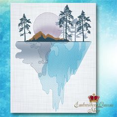 a cross stitch pattern with trees and mountains in the background that says trust on it