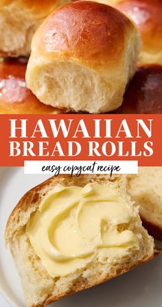 hawaiian bread rolls with mayonnaise on top and the words easy comfort recipe below