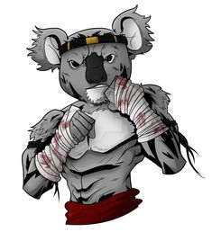 a koala bear with bandages around its neck and hands wrapped around it's chest