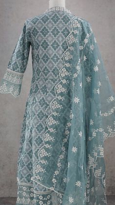 Powder Blue Chikankari Pure Cotton Anarkali Jaipuri Print Kurta Palazzo Dupatta India Ethnic Women Festive Party Wear Kurti Wedding Kurta - Etsy Semi-stitched Bollywood Lace Salwar Kameez, Semi-stitched Traditional Wear With Lace Work For Eid, Anarkali Style Blue Lehenga In Net Material, Festive Semi-stitched Lace Salwar Kameez, Blue Churidar With Sheer Dupatta, Blue Anarkali Set In Net, Blue Anarkali Net Set, Blue Net Dupatta For Reception, Fitted Blue Churidar With Sheer Dupatta