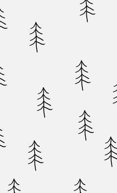 black and white pine trees on a light gray background seamless wallpaper with simple lines