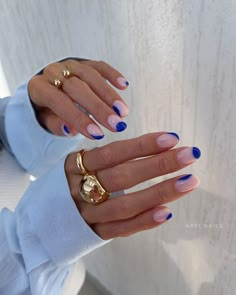 Blue And White Nails, Subtle Nails, Blue Acrylic Nails, Cute Summer Nails, Nails Blue, Cute Gel Nails, Manicure Y Pedicure